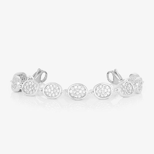 Sophisticated Lena Medical ID Bracelet for women, featuring oval links with cubic zirconia crystals, designed for pairing with Lauren’s Hope custom medical ID tags