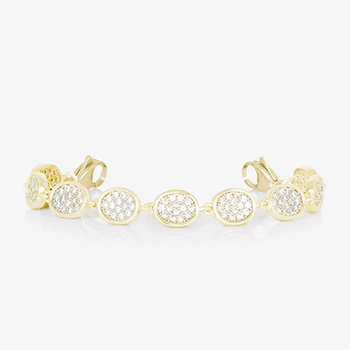 Sophisticated Lena Medical ID Bracelet in 12k Gold Plate, featuring cubic zirconia crystals and designed to pair with custom Lauren’s Hope medical ID tags