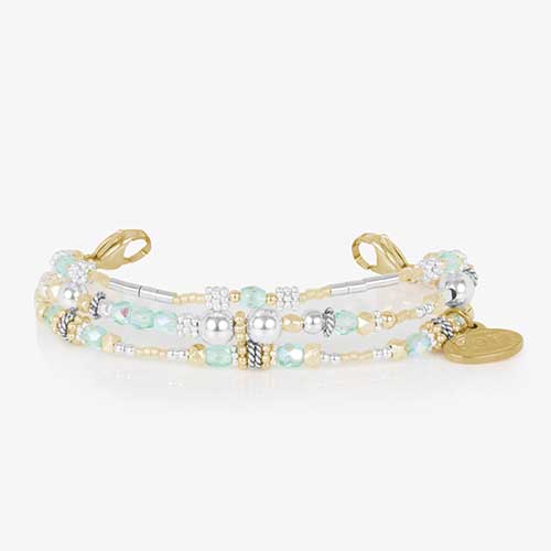 Standalone Rhythm & Blues in Gold bracelet strand without medical ID tag, featuring blue and gold faceted beads.