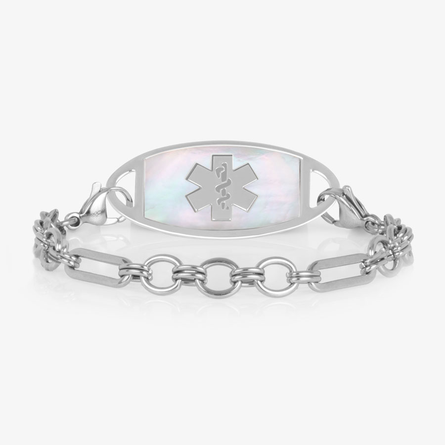 Dylan Mixed Link Medical ID Bracelet – Silver | Lauren's Hope