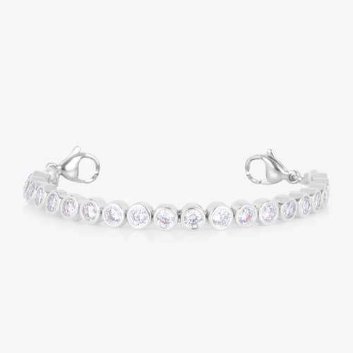 Stella Silver interchangeable bracelet featuring a continuous row of sparkling clear stones and secure lobster clasps.