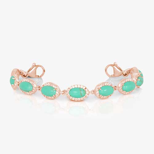 Turquoise and rose gold medical ID chain bracelet