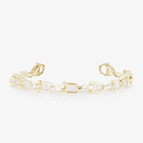 14k gold-plated interchangeable bracelet strand with CZ accents, compatible with Lauren’s Hope medical ID tags.
