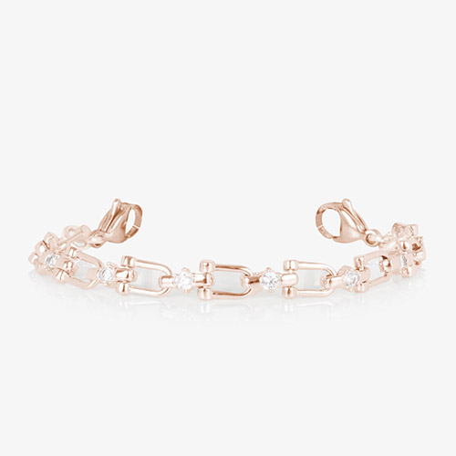 Rose gold medical alert bracelet strand from the Diana design, featuring linked chain styling with round-cut CZ stones between each link.