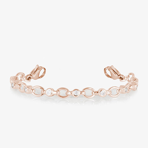 Jovie bracelet strand in rose gold tone with clear CZs bezel-set along an oval link chain, shown without ID tag.