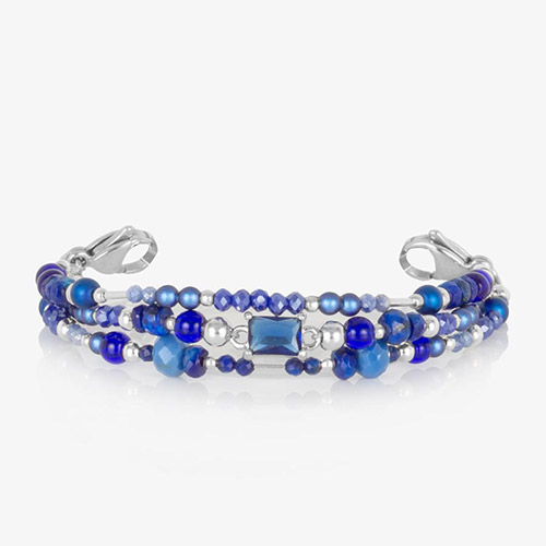 Interchangeable strand of blue beads with silver beaded accents