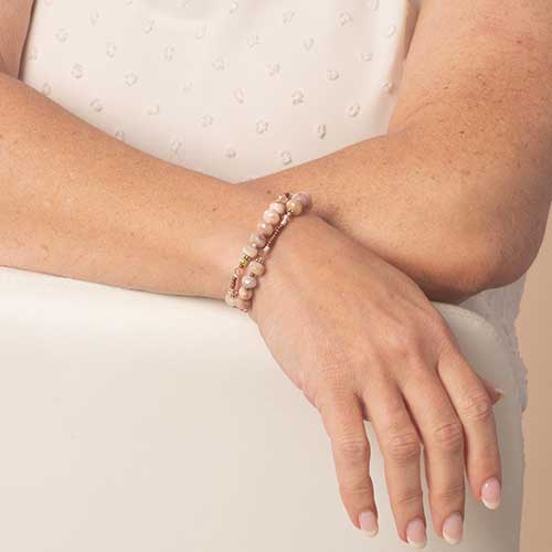 Woman wearing medical ID bracelet