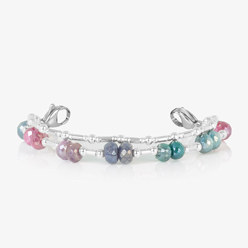 Two Strand bracelet featuring silver filled bead and faceted moonstone crystals.