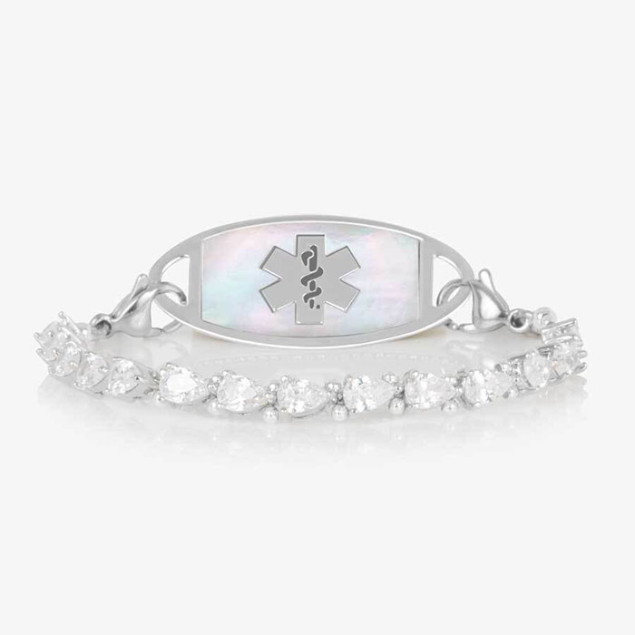 Jackie Stretch Medical ID Tennis Bracelet – Crystal & Silver