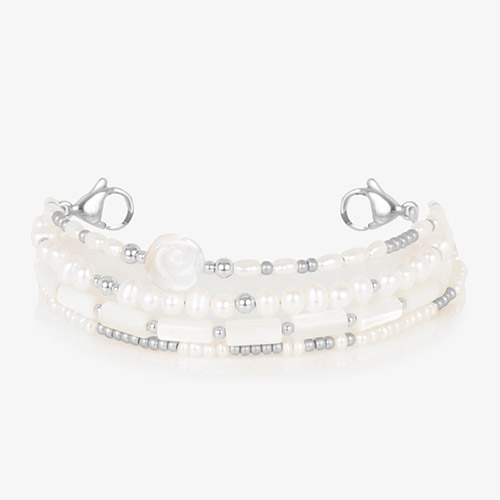Interchangeable Abby Multi-Strand Beaded Medical ID Bracelet strand only, showcasing handcrafted pearl strands and silver-filled beads