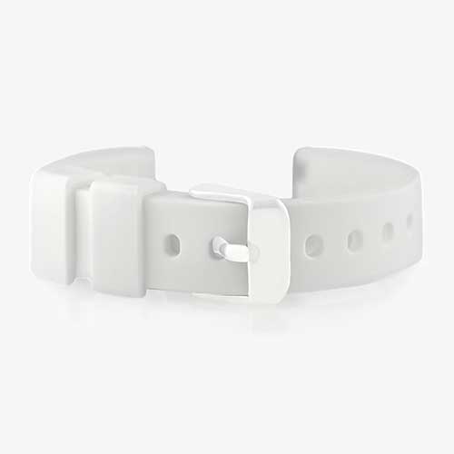 Back of white ActiveWear Trek band with white buckle clasp