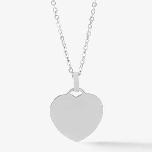 Blank back of stainless steel heart medical ID pendant necklace