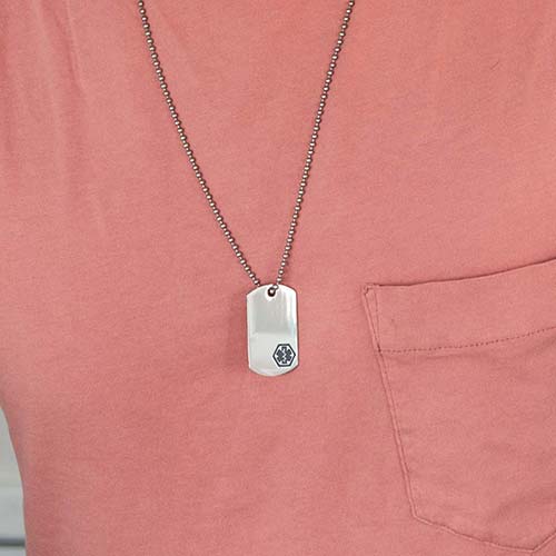 Lauren's Hope Boys' Mini Red Caduceus Custom Engraved Medical ID Dog Tag Necklace in Silver Tone Stainless Steel