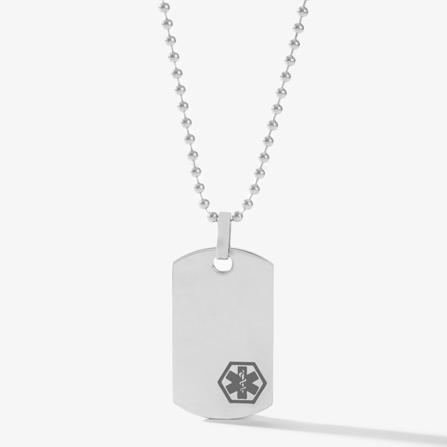 Charcoal Medical ID Dog Tag Necklace 