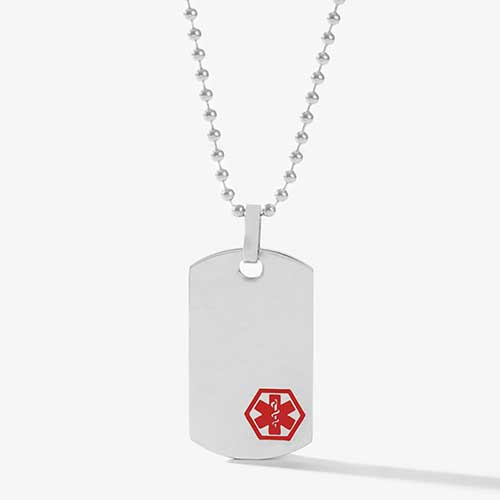 Silver Stainless Steel Medical Alert Dog Tag Necklace – Engravable Heart Pendant For Men & Women