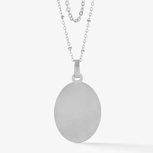 Back of silver medical ID alert pendant necklace