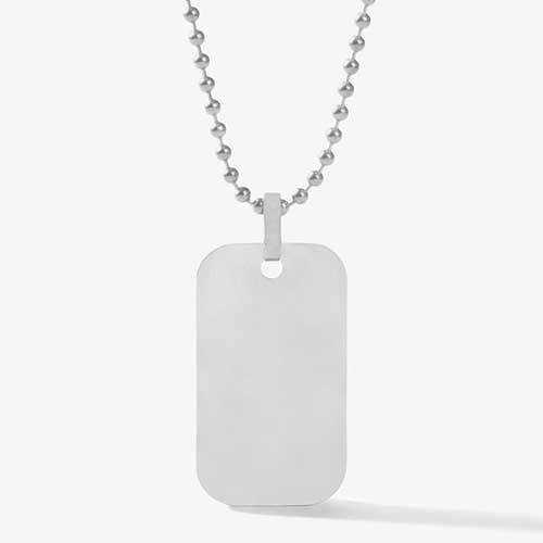 Blank back of stainless steel medical ID alert dog tag necklace