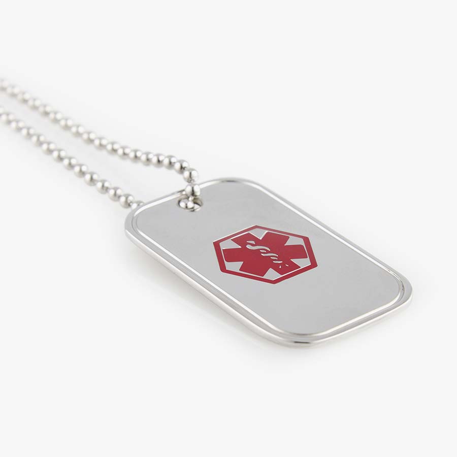 Stainless Steel Medical Alert ID Necklace – Heart Pendant, Custom Engraved Laser