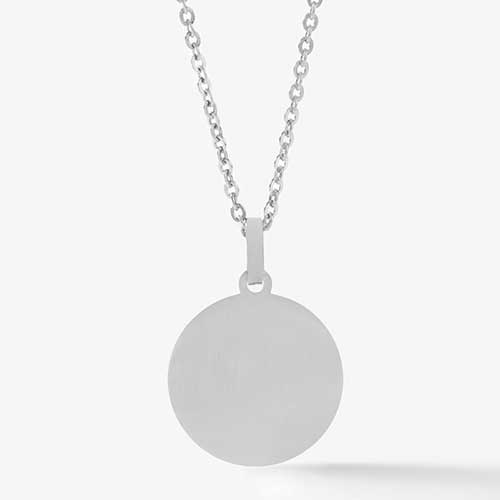 Blank back of circular medical ID pendant necklace