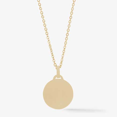 Blank back of gold circle pendant medallion necklace