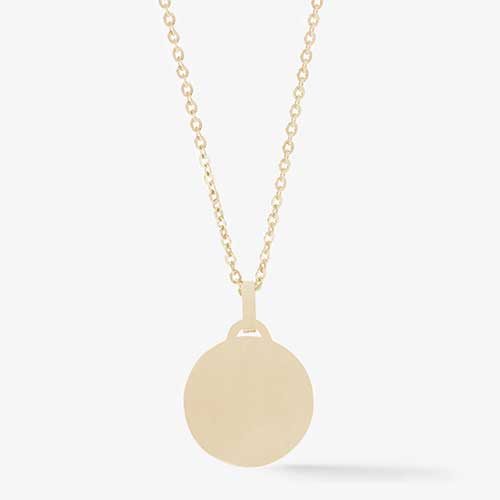 Blank back of gold circle pendant medallion necklace