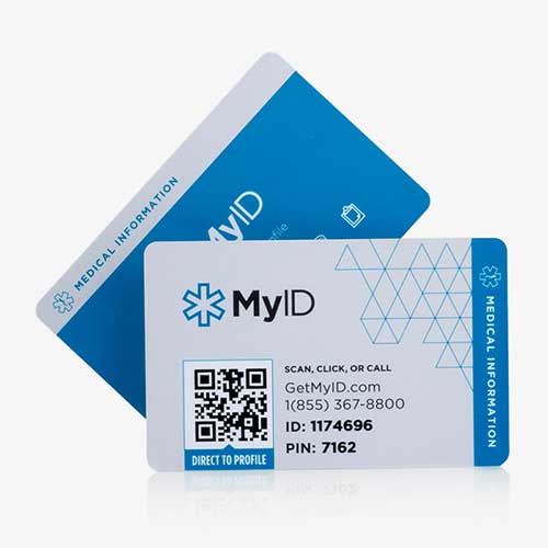 Front and back of Online Health Profile Wallet Card